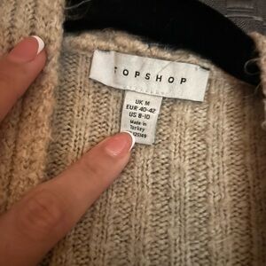 Topshop Cream Ribbed Knit Sweater